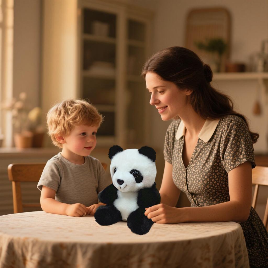 Doll Little Doll Table With Plush Toy Soft Cute Raccoon Doll Children's Toy