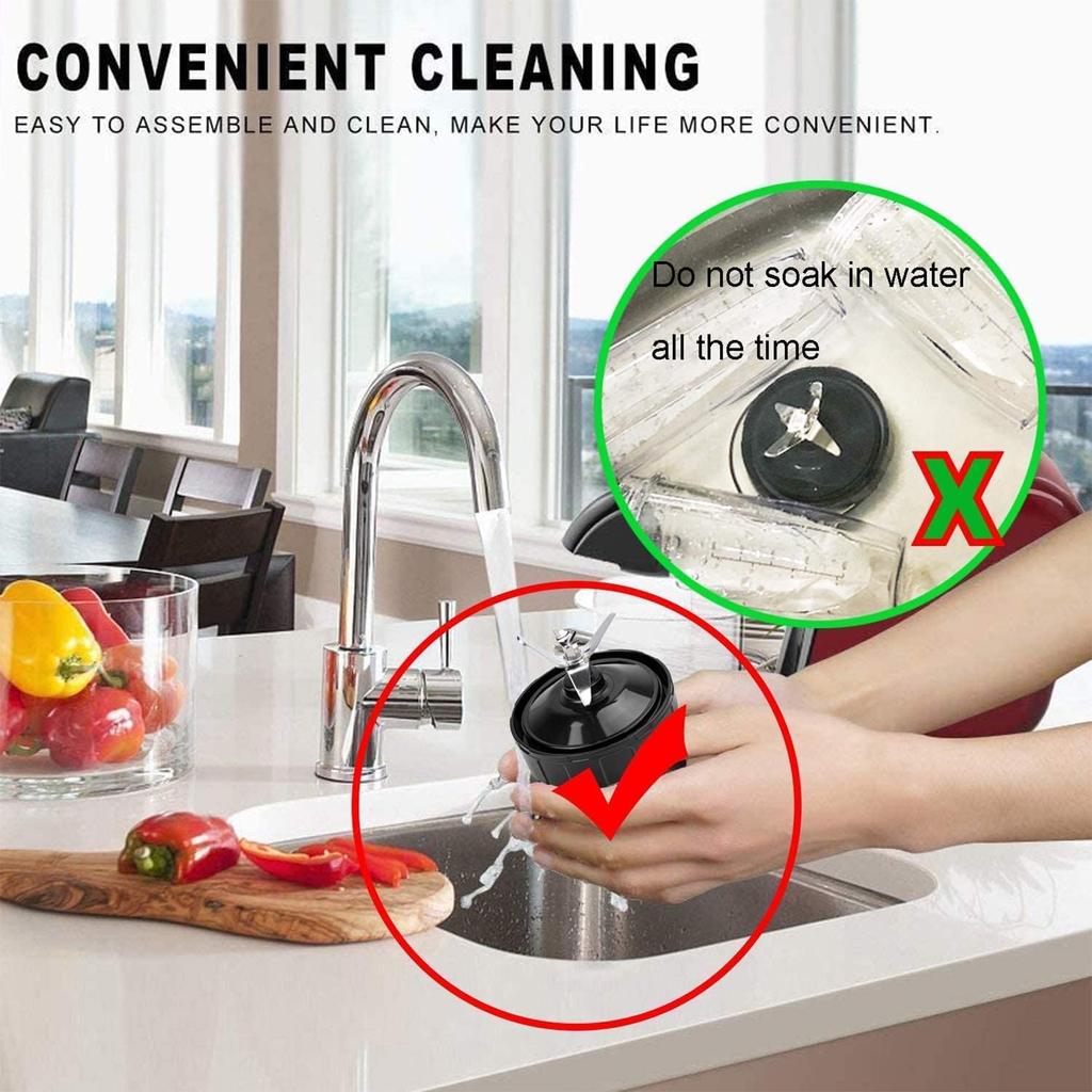 24oz Blender Cups and 7 Fins Blade for Ninja Nutri Replacement Cups with Sip and Seal Lids Perfect Fit for BL480