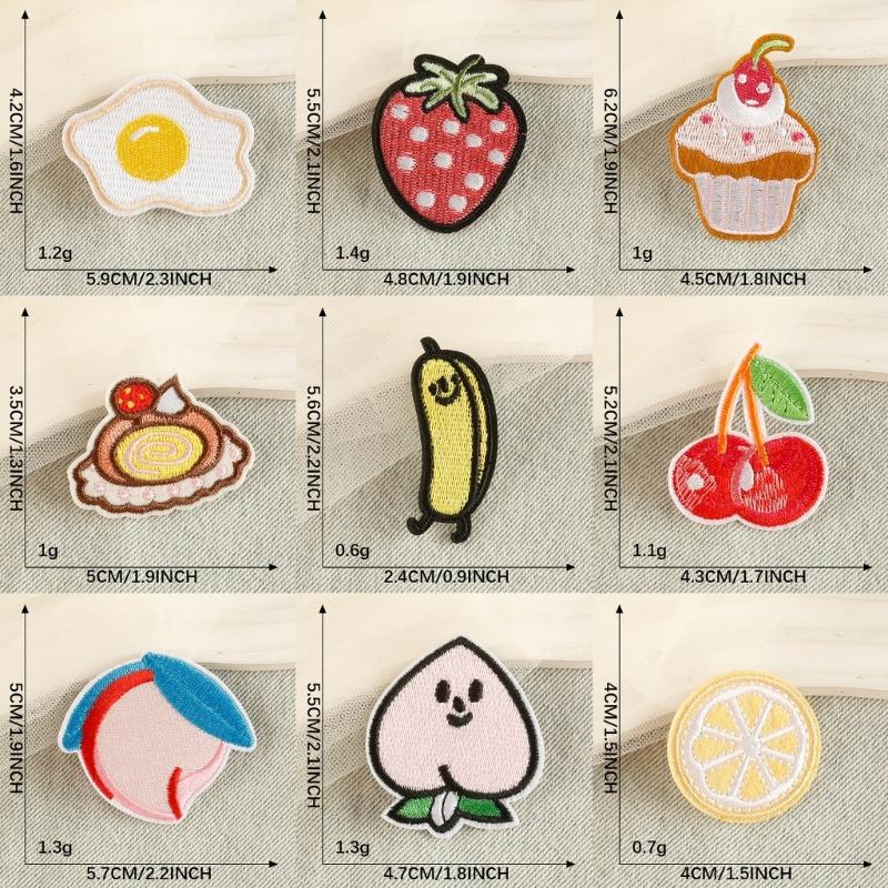 9 Pcs Fruit Series Iron On Patches Cake Repair Patches Strawberry Sewing Patches Embroidered Patches for Clothing Jeans