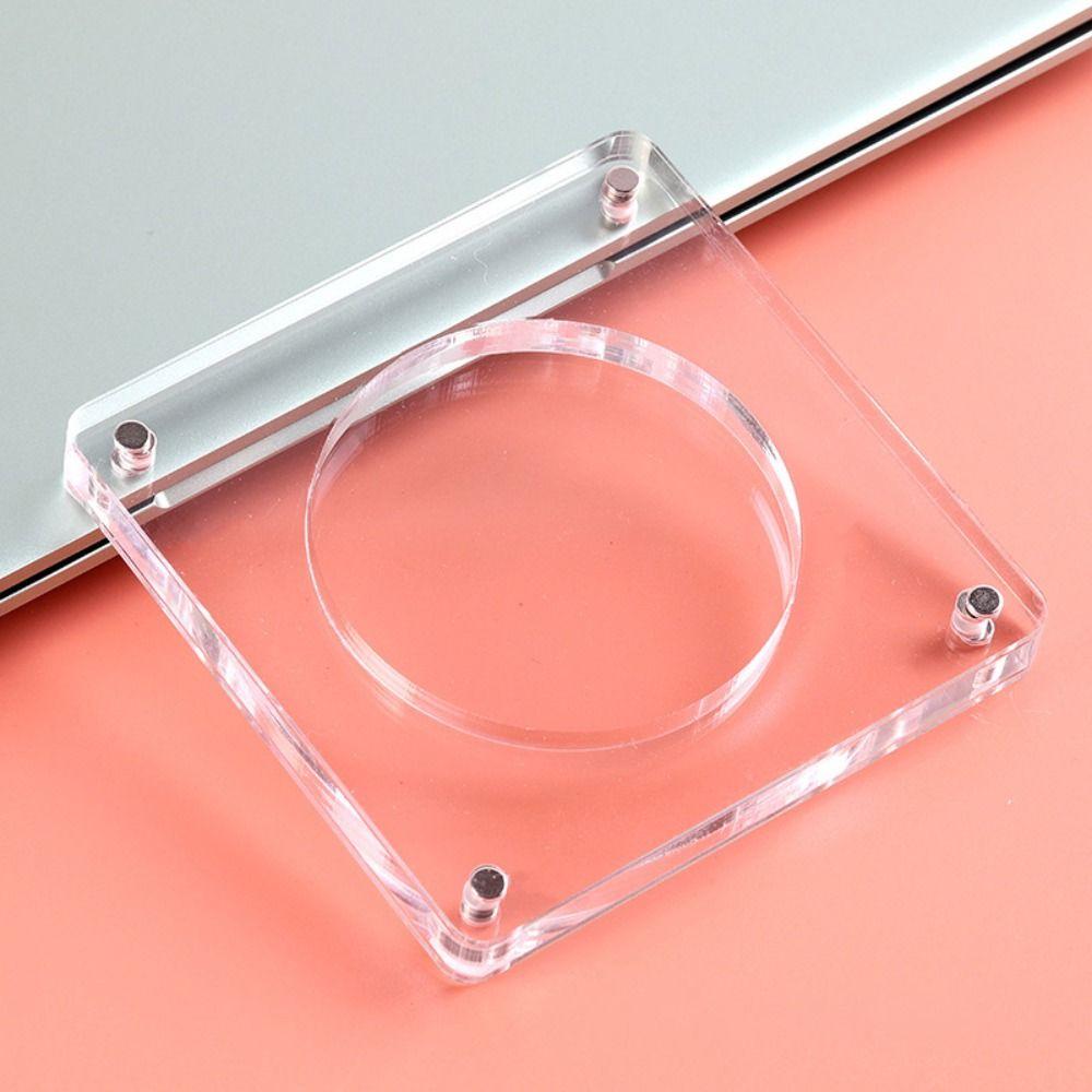 Акриловая подставка для значков Сделай сам Защитная крышка для значков Коробка для хранения аниме-значков Аниме-коллекционер 10x10cm-Inner Diameter 6.8cm
