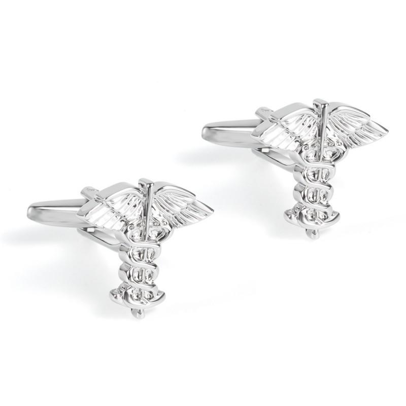 

Electroplated Silver Double Snake Staff Reverse Cross Shaped Metal Cufflinks Men s French Pure Natural серебряный