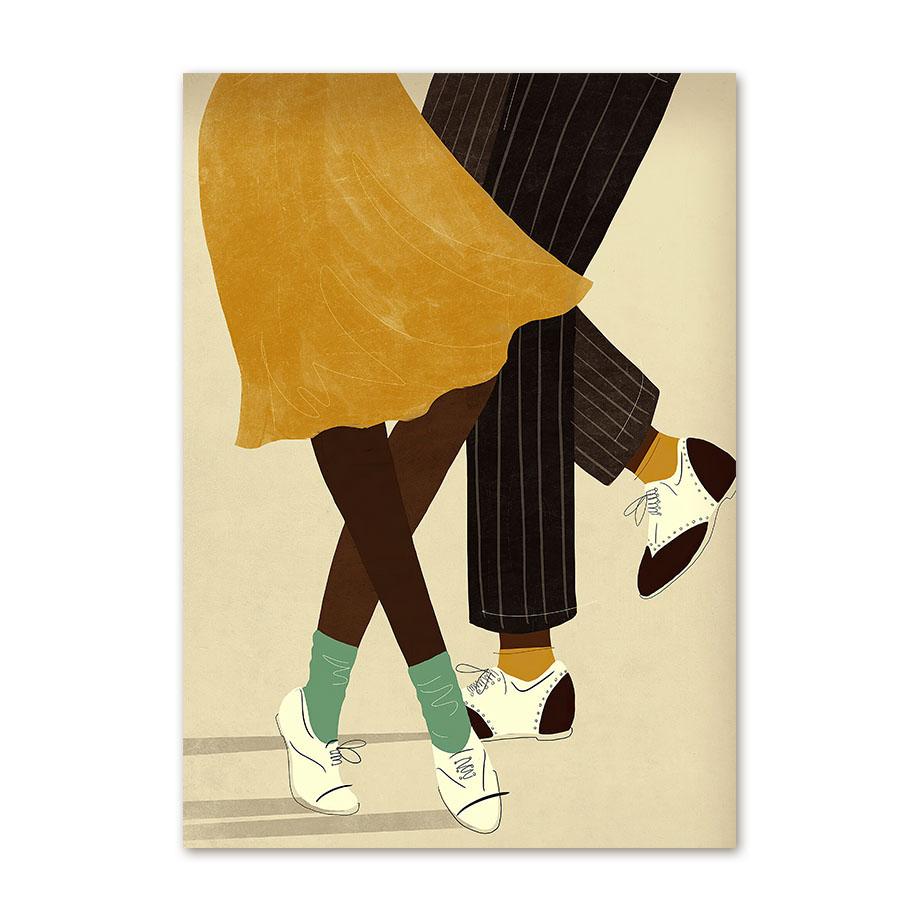 Dancing Couple Illustration Card Northern Soul Girl Wall Art Canvas Painting Nordic Posters Prints Pictures Living Room Decor
