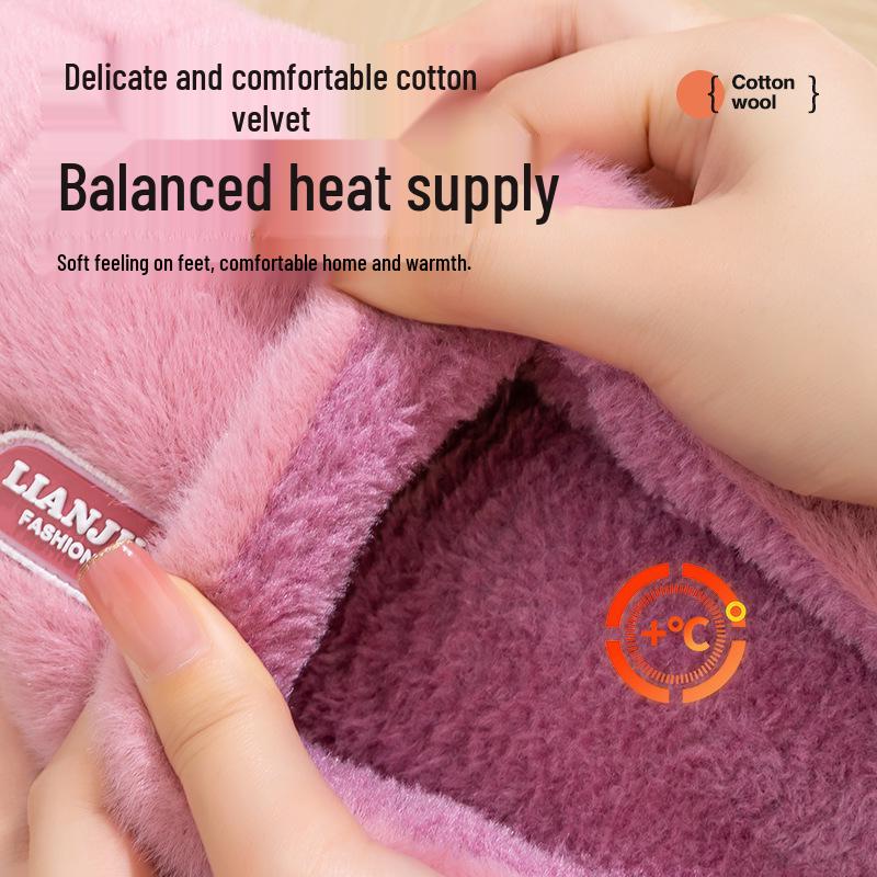 Men's 2025 Plush Cotton Slippers - Warm, Non-slip, Thick Sole for Indoor Use