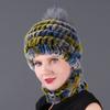 New hat scarf winter thickened thermal hat Rex rabbit fur grass Rex rabbit fur scarf two-piece set
