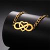 My Shape Infinity Symbol Charms Bracelets Women Stainless Steel Gold Color Figaro Chain Heart Love Pendants Kpop Fashion Jewelry