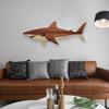 Rustic Wooden Shark Wall Decor Ocean Fish Wall Hanging Sculpture Coastal Beach Style Wall Art for Bedroom Living Room
