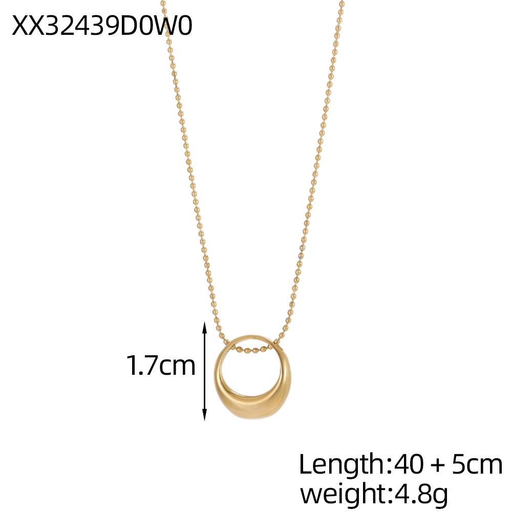 CARLIDANA Non Tarnish Simple Geometric Gold Plated Stainless Steel Chunky Long Vortex Oval Square Pendant Necklace for Women