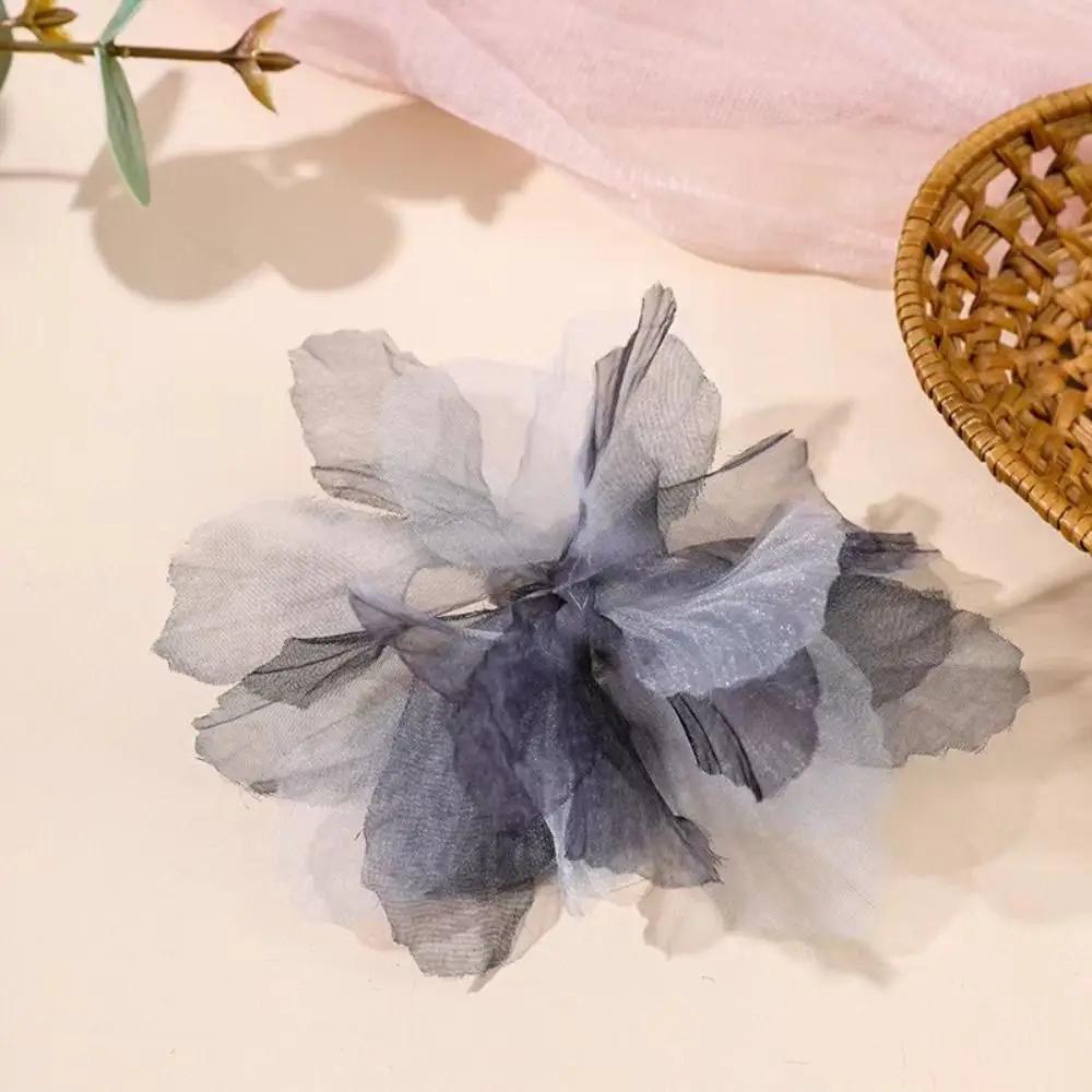 14cm 3D Organza Flowers DIY Silk Flower Lace Patches Applique Wedding Dress Accessories Gradient Lace Trim Sewing Accessories
