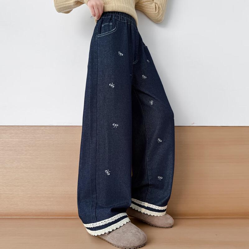MUMUWU Girls' Straight Wide-Leg Denim Jeans