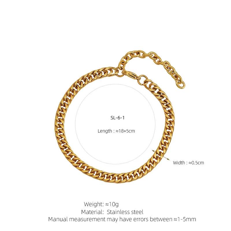 Custom Stainless Steel Fashion Chain Link Bracelets 14k 18k Gold Plated Bracelet & Bangles for Women
