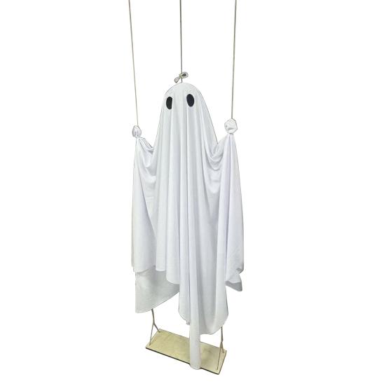 5 FT Hanging Swing Ghost Halloween Decoration LED Lighted Outdoor Large White Ghost Swinging Halloween Decor for Yard Tree Front Porch