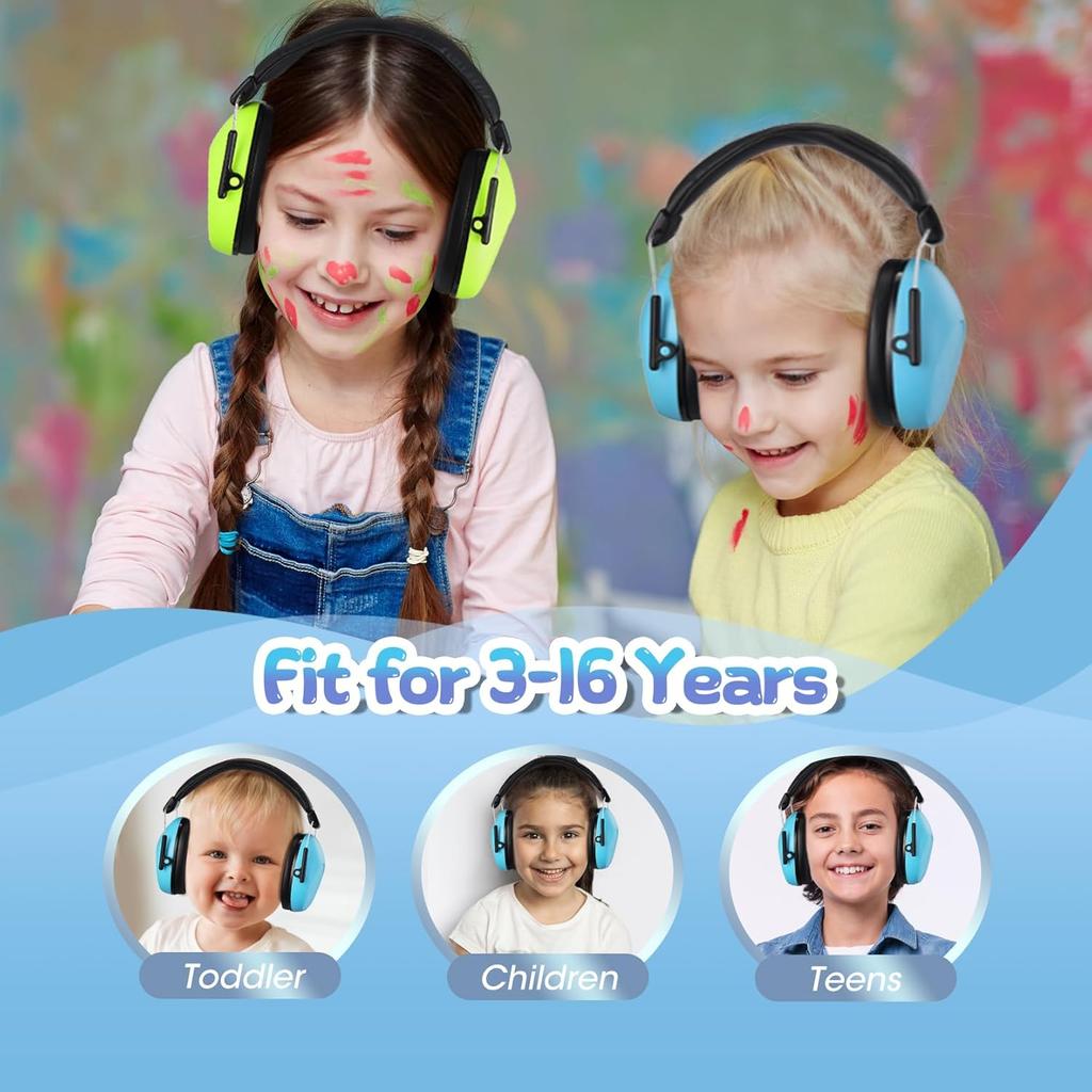 2 Packs Kids Hearing Protection Earmuffs, SNR28dB Kids Noise Cancelling Headphones, Noise Reduction Earmuffs for Autism Sensory & Concentration,Ear