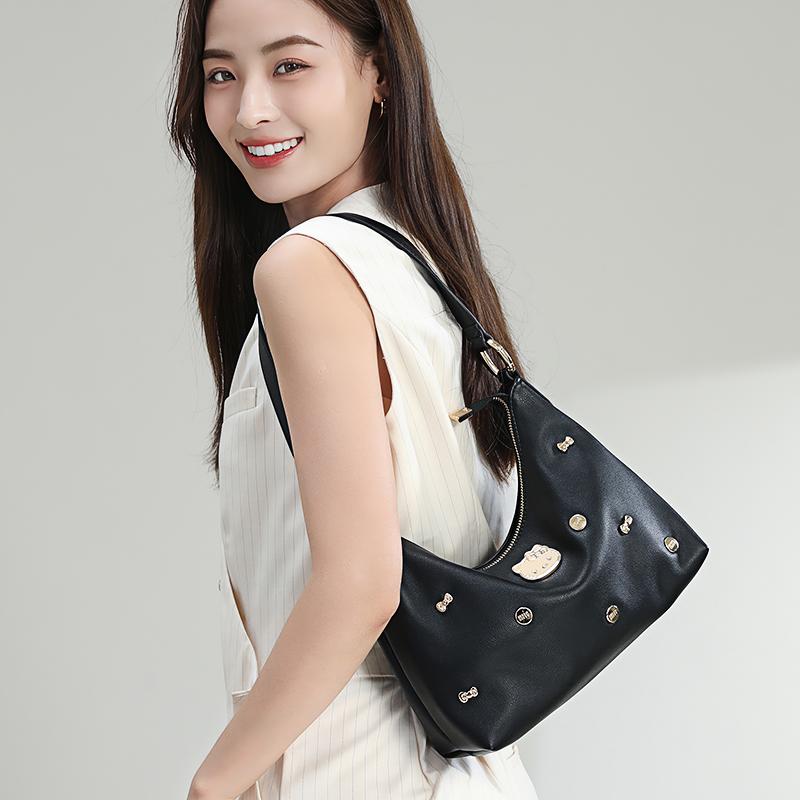 New Sanrio PU Shoulder Bag Large Size Women's Khaki HHF24997
