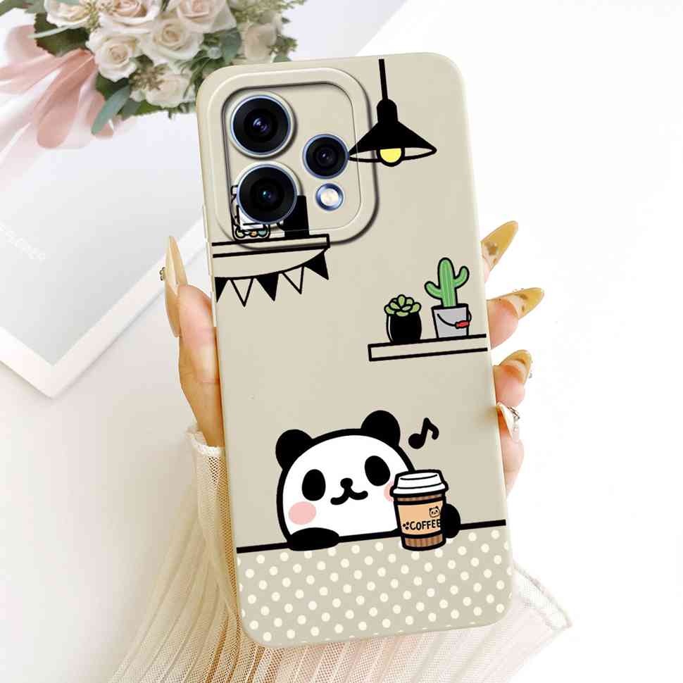 For Oppo Reno15 5G Case CPH2825 ilicone Back Cover For Oppo Reno 15C Reno15c 5G Cute Panda Cartoon Phone Cases Shockproof