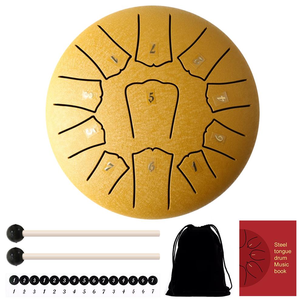 6 Inch 11/8 Notes Handpan Drum with Drum Bag Music Book Drum Mallets Hand Pan Drum for Entertainment Meditation Yoga Zen Gifts
