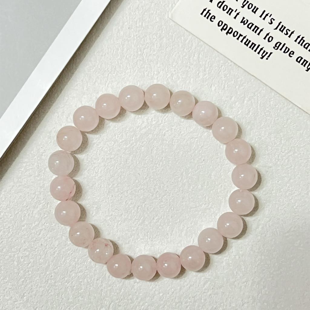 Pink Crystal Bracelet for Women 8mm Round Beads Beaded Bracelets 10mm Semi-Precious Gemstone Bangle Jewelry Gifts