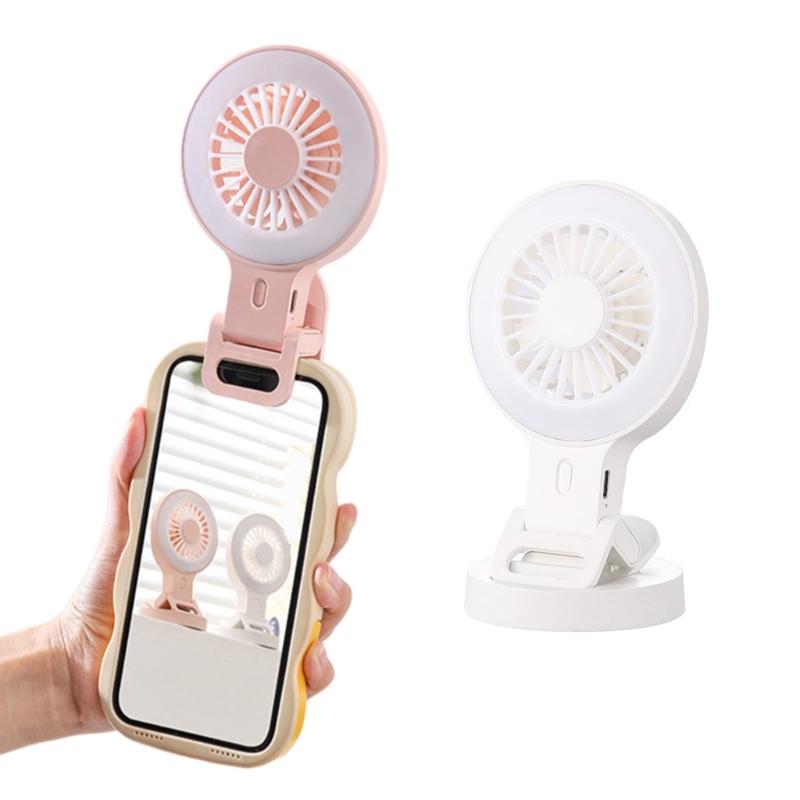 Portable USB Charging Desk Fan With Phone Holder And Three Speed Setting Suitable For Camping Photography Mobile Devices