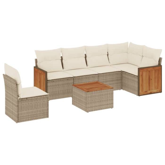 VidaXL Salon de Jardin avec Coussins 7 pcs, Canapés de Patio, Ensemble de Meubles, Mobilier de Terrasse Extérieur, Beige 3260105