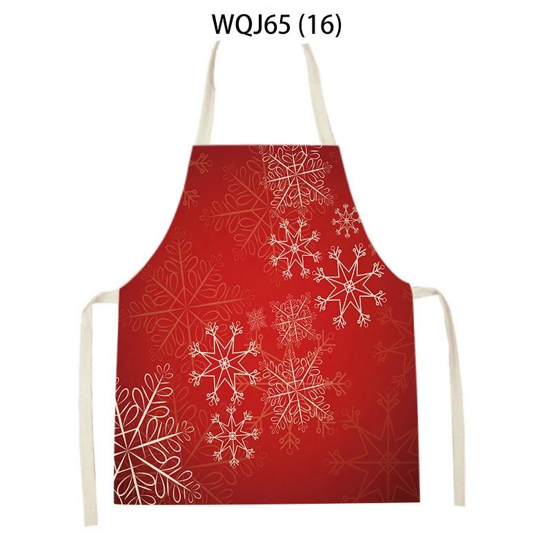 Christmas Apron Snowflake Tree Kitchen Apron Santa Claus Elk Snowman Print Aprons Dinner Party Cooking Apron Baking Accessories