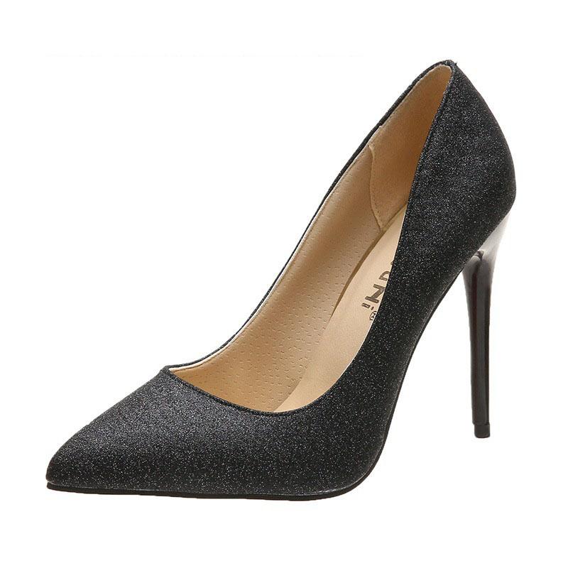 Fashion Elegant Woman Heeled Shoes Spring and Autumn New Women's Fashion High-heeled Single Shoes 11cm Thin Heels Sequins Solid Pumps