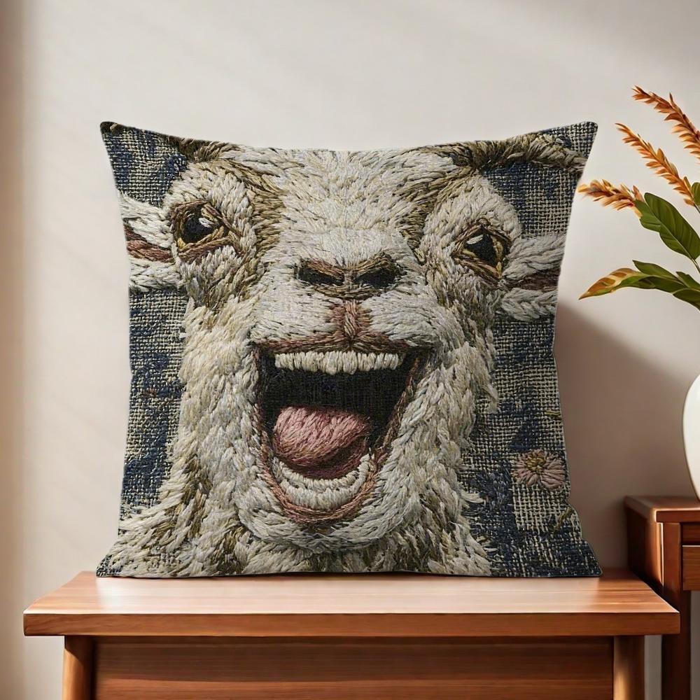 Spooky Goat Face 2D cute cushion cover For Pillow Printing Sofa Decoration Home Car Room Coffee Shop Office Nordic Simplicity