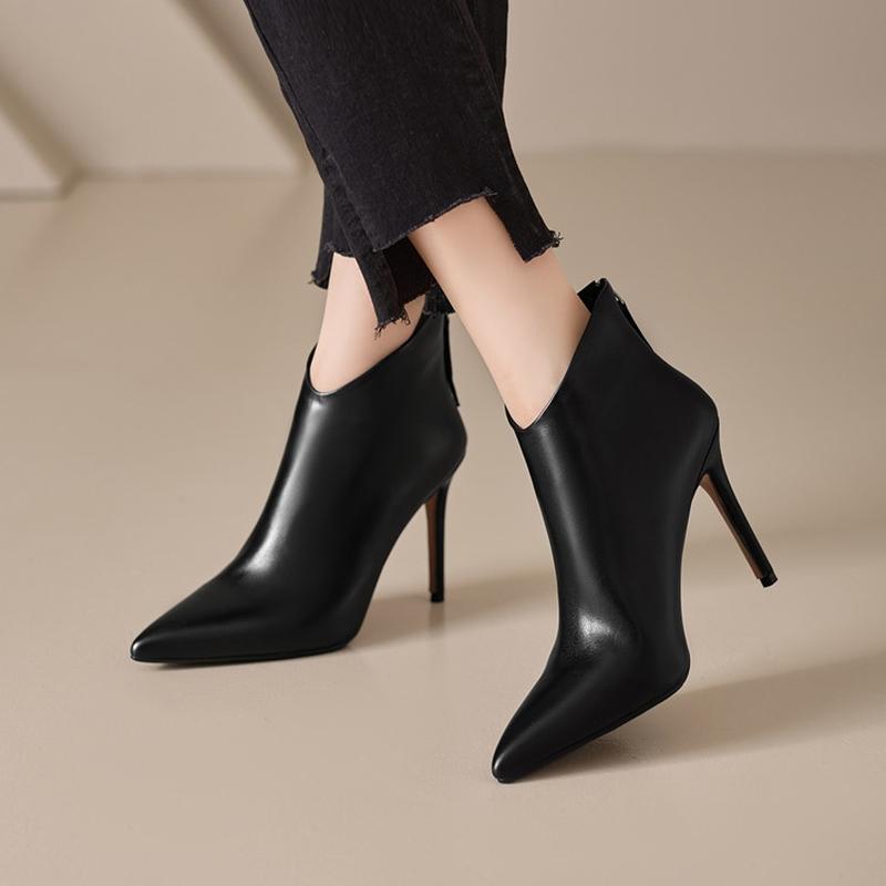 Fashion NEW Autumn Women Boots Genuine Leather Shoes for Women Pointed Toe Thin Heel Shoes Super High Heel Boots Daily Shoes Ankle Boots