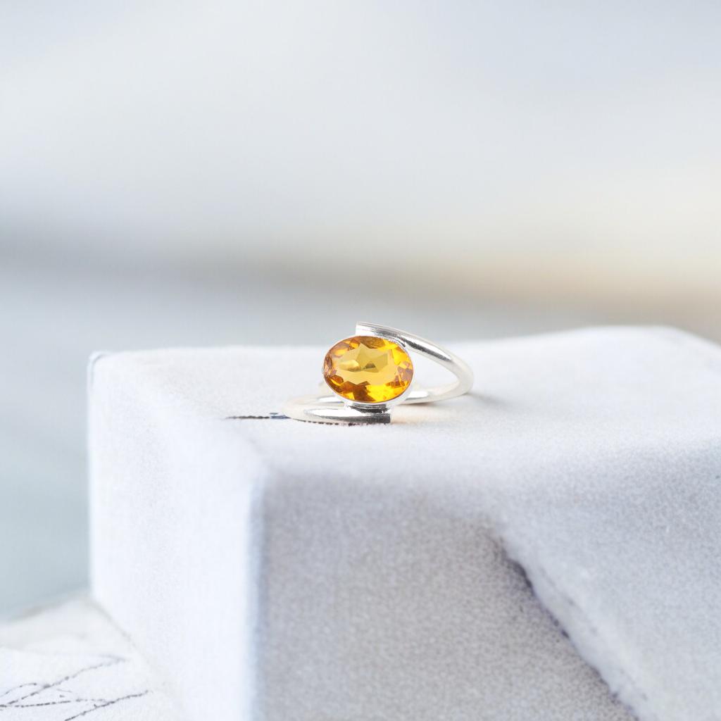 Citrine Gemstone 925 Sterling Silver Jewelry Handcrafted Ring For Women Gift RR-31-1
