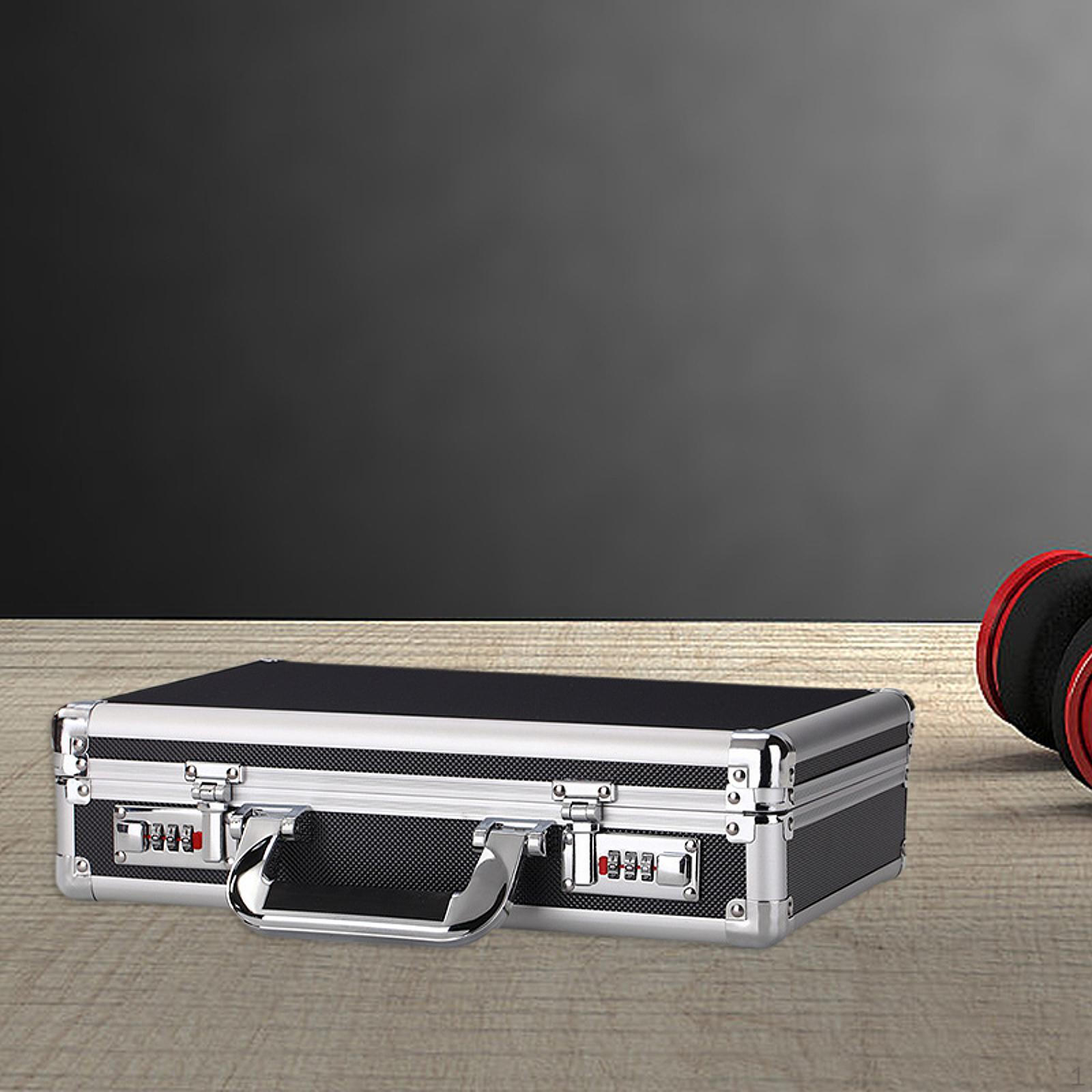 

Алюминиевый сплав кейс для переноски с ручкой замок пароль портфель портативный Black with Sponge