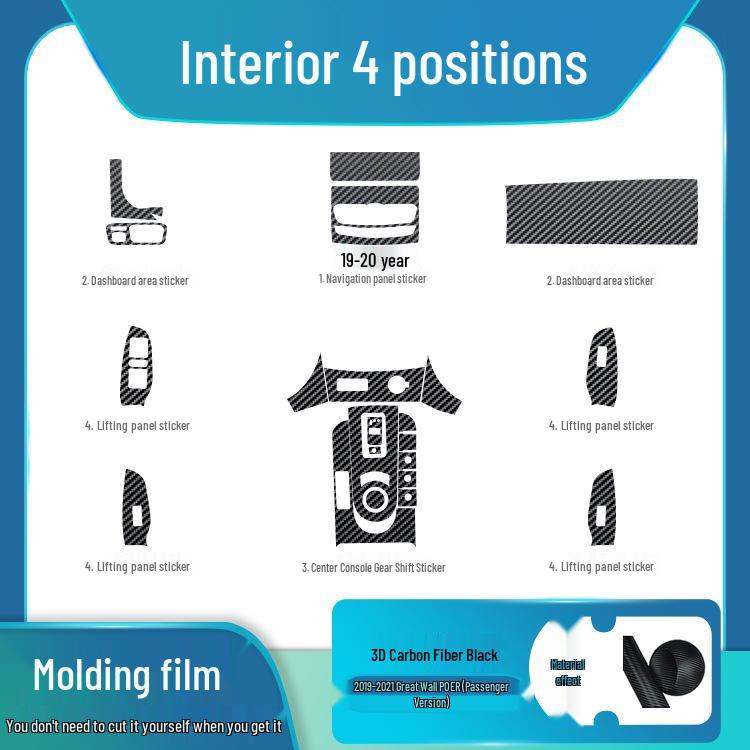 19-20 Great Wall Cannon Interior Carbon Fiber Gear Console Sticker