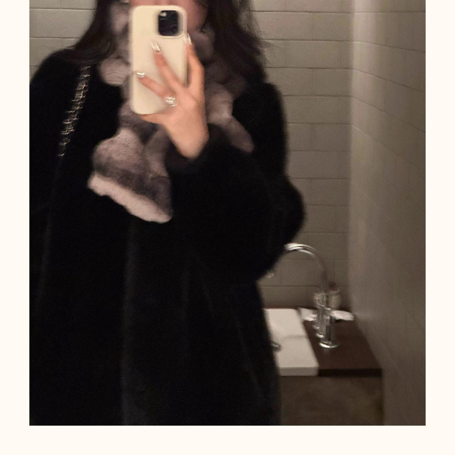 

2025 Off-Season Women s Mink Fur & Lamb Wool Mid-Length Winter Coat M 104-120 lbs