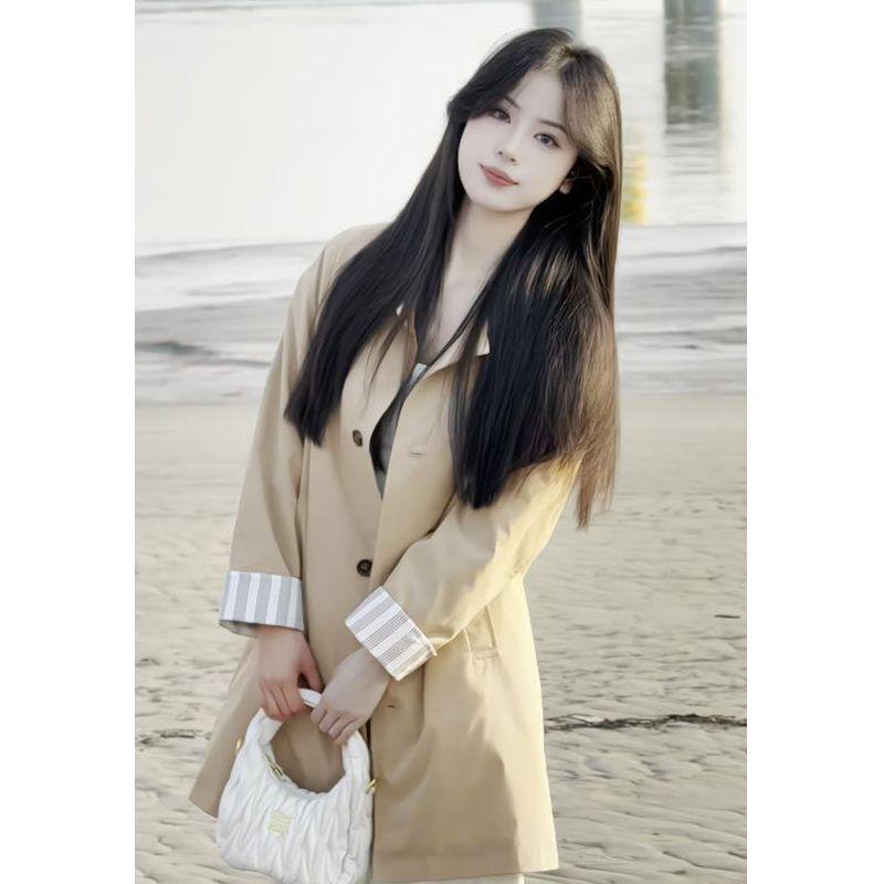 

2025 Spring & Autumn Women s Mid-Length Trench Coat Medium
