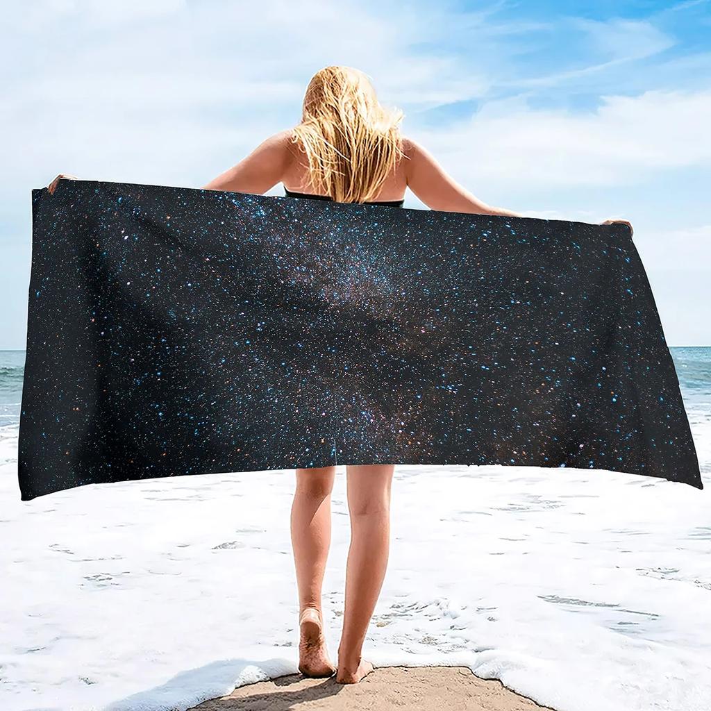 Starry Night Sky Beach Towel,Microfiber Super Absorbent Beach Towel, Soft and Comfortable Bathroom Towel Sand Free Beach Towel