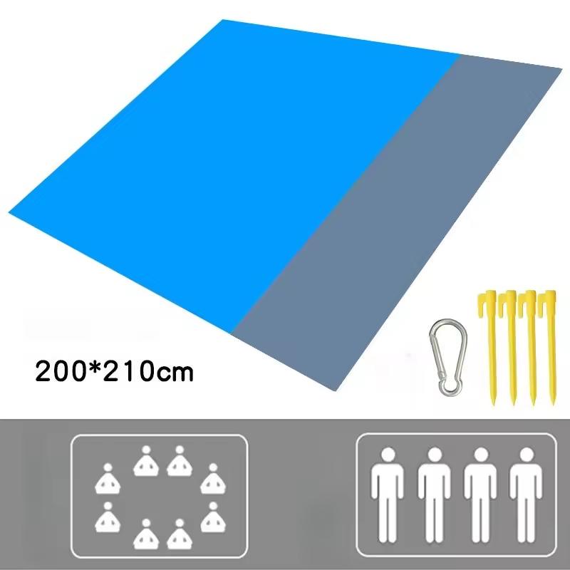 Custom Logo Design Lightweight Outdoor Waterproof Sand-Free Sand-Proof Beach Camping Mat Foldable Picnic Blanket 210x200cm