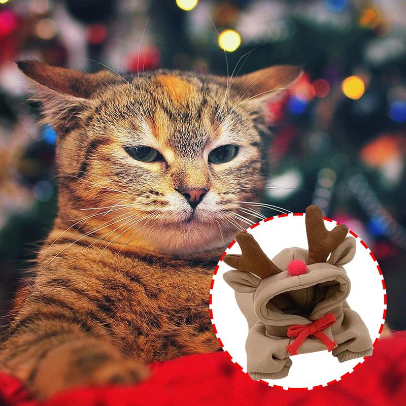 Small Dog Hoodie Reindeer Outfit Pet Clothes For Winter Birthday Christmas Party Indoor Activities Daily Wear
