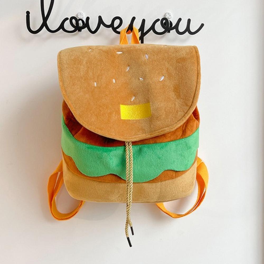 Adjustable Hamburger Backpack Large Capacity Travel Backpack Creative Drawstring School Bag  Kids