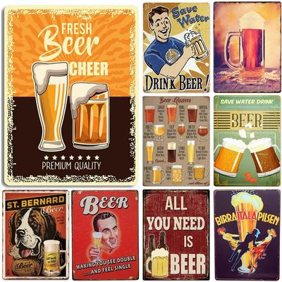 All You Need Is Beer Metal Tin Signs Beer Cups Posters Plate Wall Decoration for Bars Man Cave Cafe Clubs Retro Posters Plaque