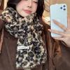 Autumn Winter Leopard Print Long Scarf for Women Girls Winter Warm Cashmere Scarf Korean Fashion Casual Thickened Niche Shawl