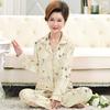 High-end large-size floral imitation cotton pajamas for women's spring and autumn new long-sleeved medium mother loungewear set