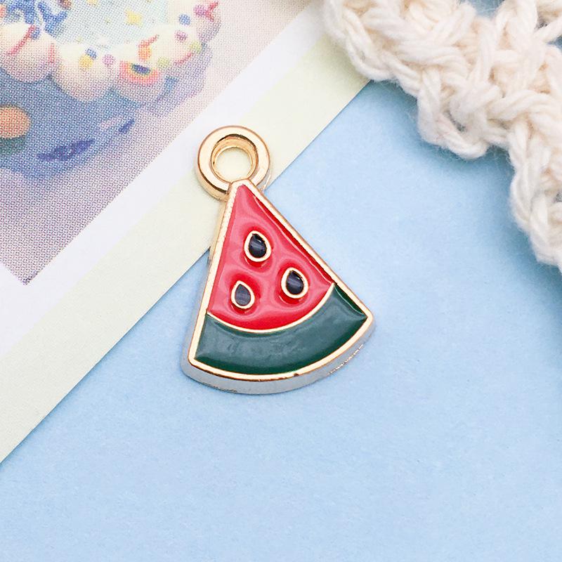 3D Fruit Drip Oil Alloy Pendants: Cherry, Watermelon, Grape Charms - Mixed 20K Gold