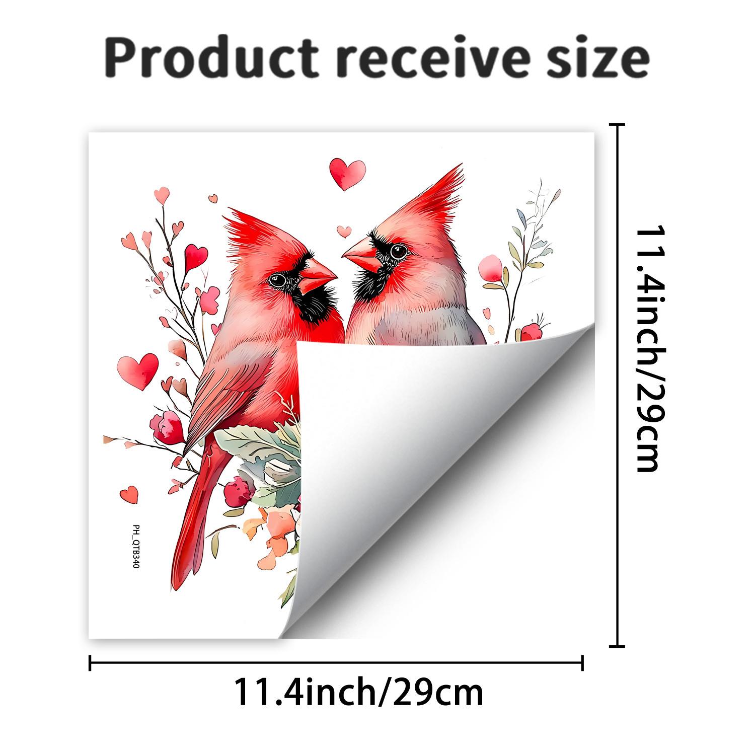 

Red Bird with Flowers Toilet Wall Sticker Self-Adhesive Removable for Bedroom Living Room Study Home Decor 29x29cm різнокольоровий