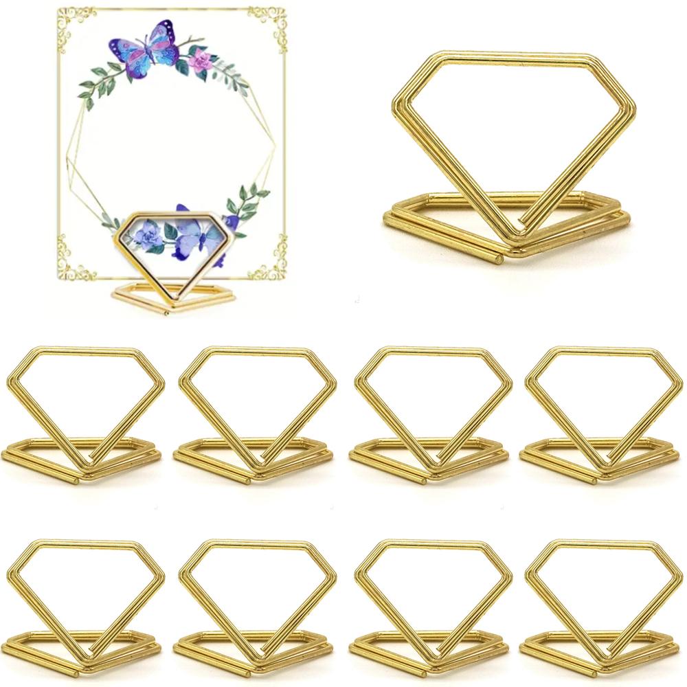 

10pcs Diamond Shape Metal Memo Holder Table Placecard Holder Photo Clip Card Display Stand Wedding Table Number Holder Stands 10pcs золотой