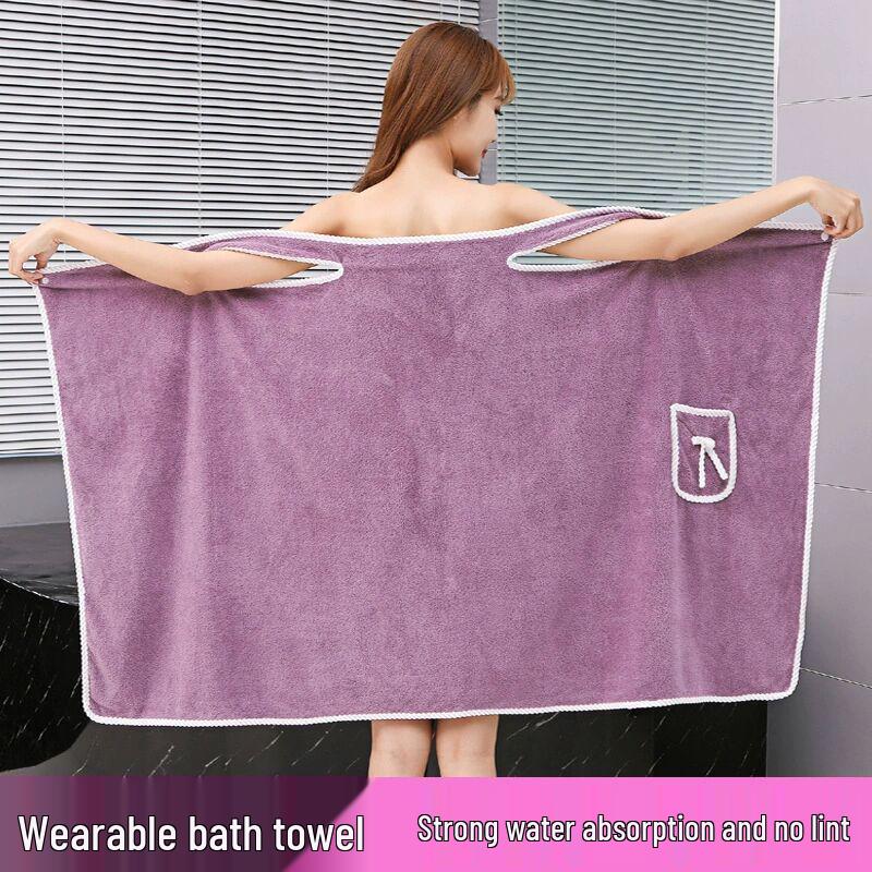 Women's Coral Fleece Wearable Bath Skirt - Soft, Absorbent Towel Wrap for Beach or Home