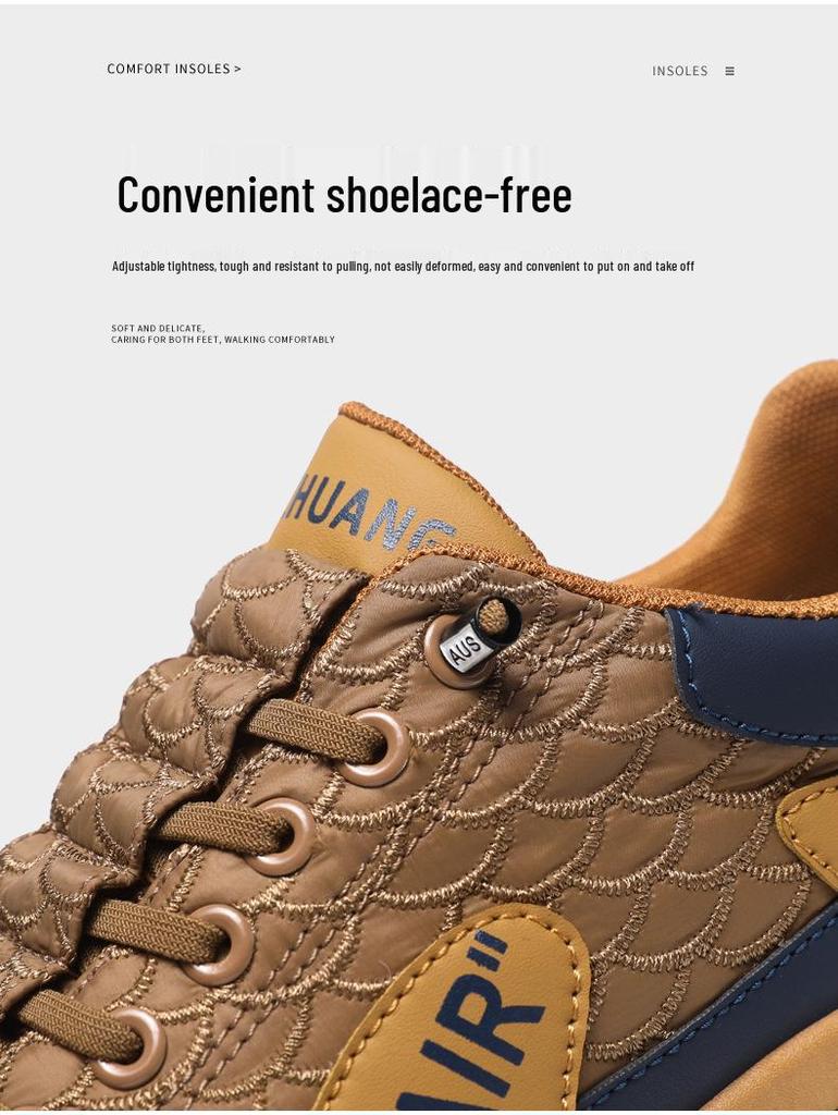 Men's Waterproof Leather Slip-on Casual Sneakers, Autumn Fashion, Versatile Thick-soled Sport Shoes