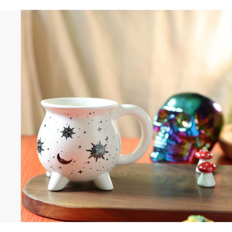 Kubek Kociołek 350ml Czarny Ceramiczny Kubek Wiedźmy, Uroczy Kubek z Motywem Eliksiru Czarodziejki, Idealny na Święta Bożego Narodzenia, Święto Dziękczynienia, Imprezę