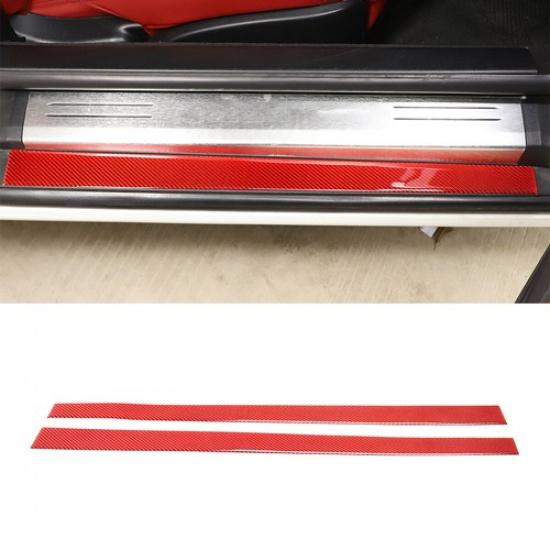 Red Carbon Fiber Door Sill Protector Door Step Plate For Jaguar F-TYPE 2013-