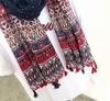 Fashion Head Scarf  New Women Girls Spring Autumn Designer Long Bohemian Ethnic Soft Print Scarf Tassels Wrap Shawl Stole