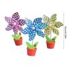 3Pcs Colorful Small Windmills with Flowerpots Ornament Desktops Decorations Cute Pinwheels Garden Lawn Kids Photo Props