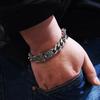 European and American Retro Cross Star Men's Thick Titanium Steel Bracelet - Hip Hop Punk Style