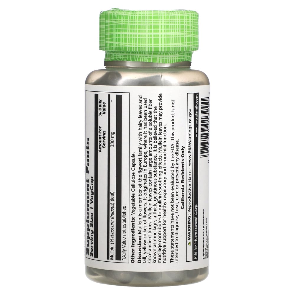 Solaray Mullein 330mg 100 Veg Capsules