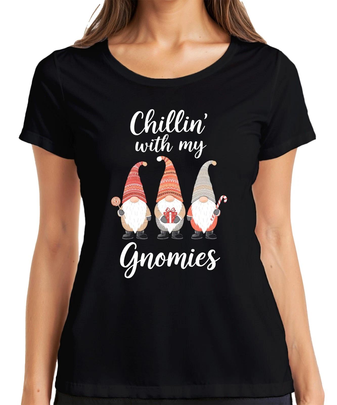 Chillin with my Gnomies Weihnachten Weihnachtsgnome Wichtel Spaß Damen T-Shirt XL